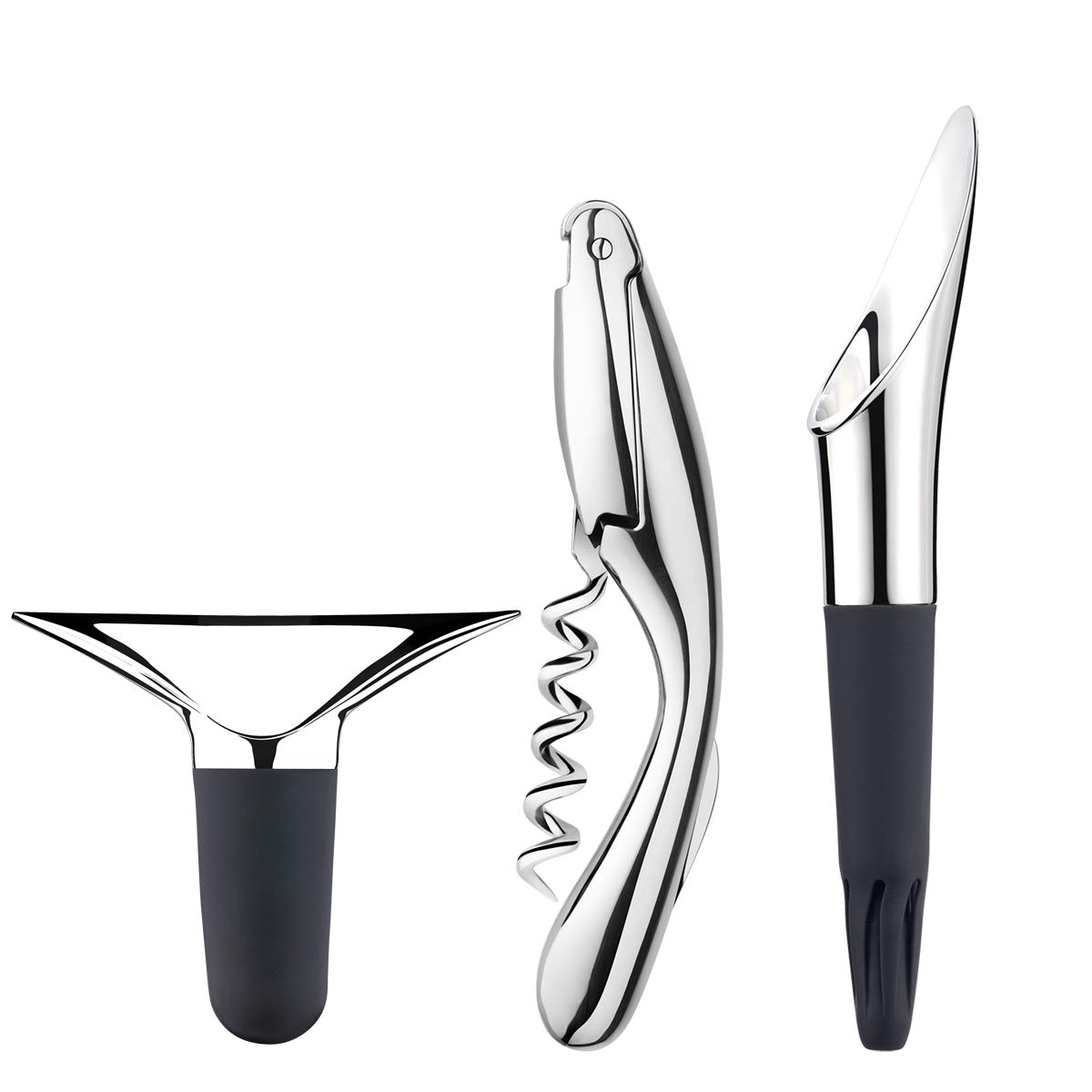 Georg Jensen Premium 3-Piece Wine & Bar Set - Stainless Steel Cocktail Shaker, Jigger & Strainer for Home Bar & Entertaining