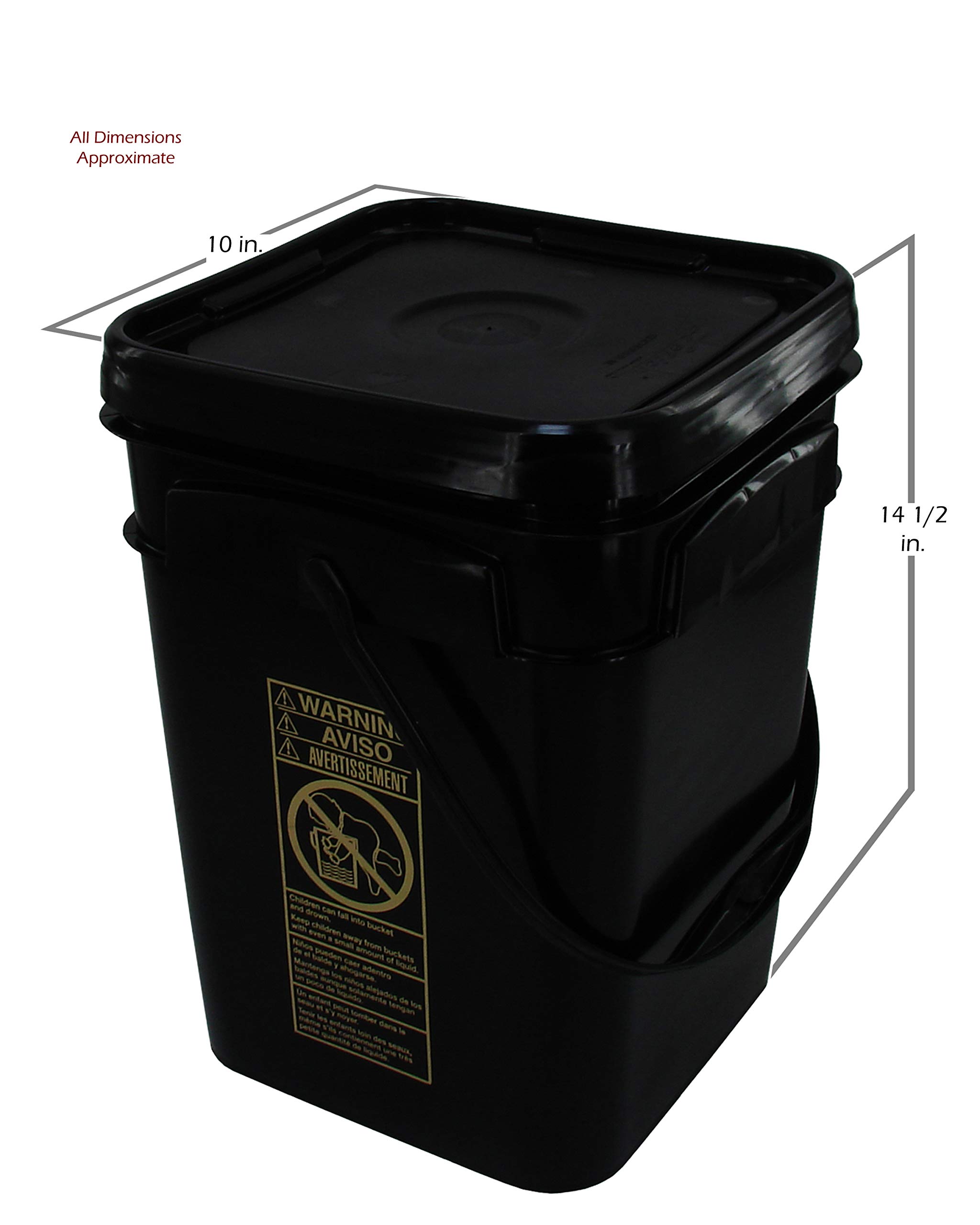 4-Gallon Square Bucket with White Snap-on Lid & Gasket Seal - Perfect for Storage, Gardening, and DIY Projects