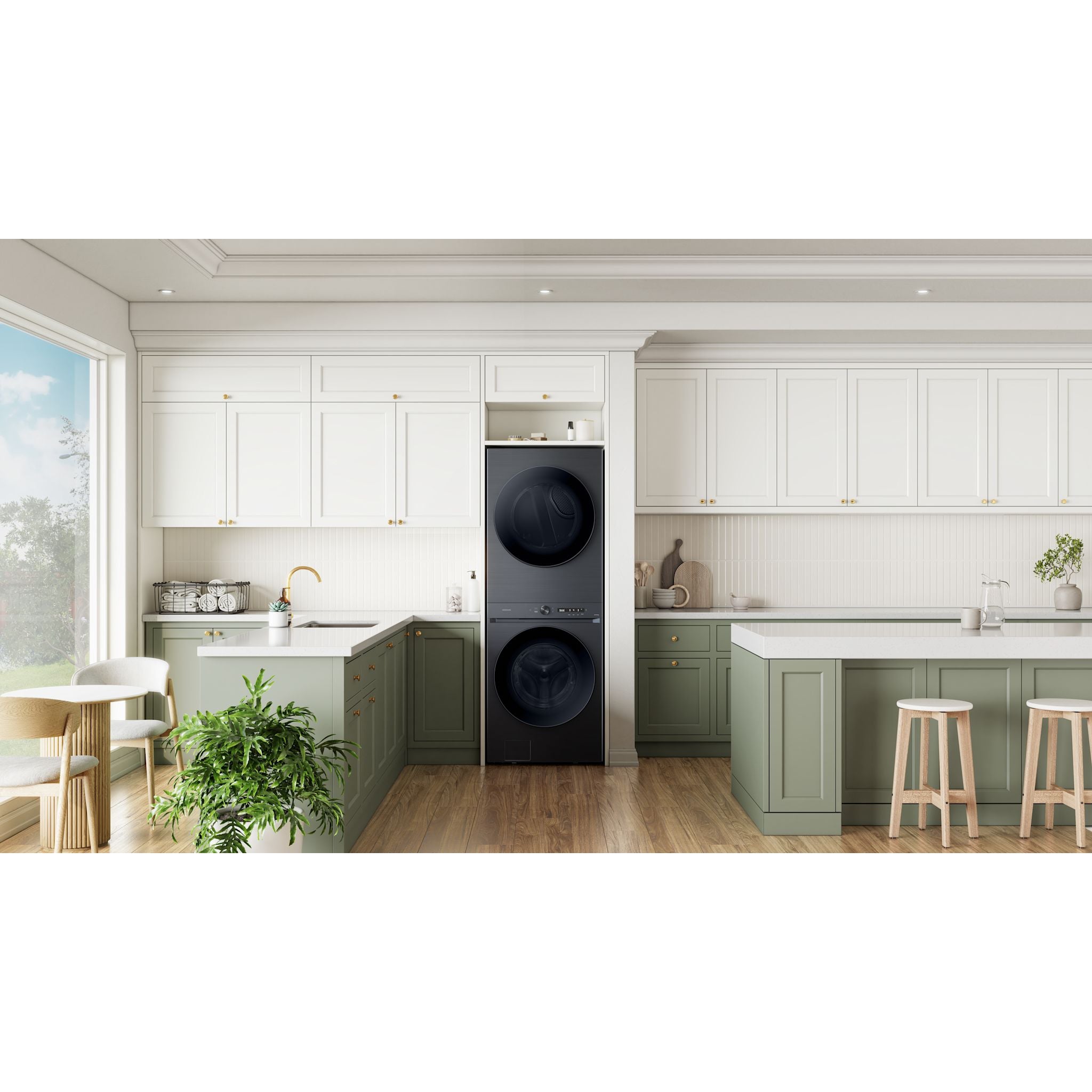 Samsung Laundry Hub (WH46DBH550EVAC) Black Stainless Steel - All-in-One Washer & Dryer Combo for Large Loads | Perfect for Apartments, Small Homes & Laundry Rooms | Energy Efficient & Space Saving