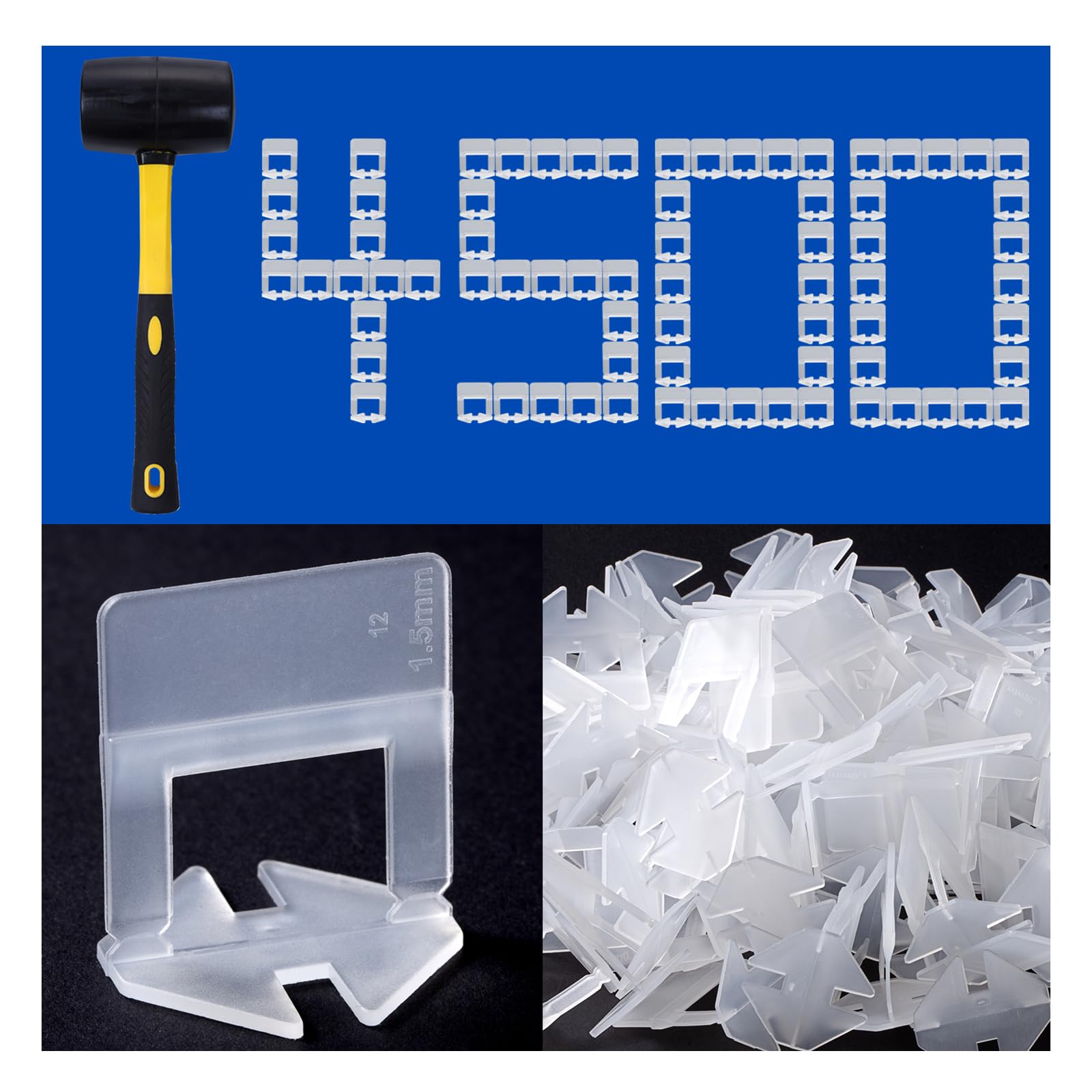 Professional Tile Leveling System Kit - 4500pcs 1/16
