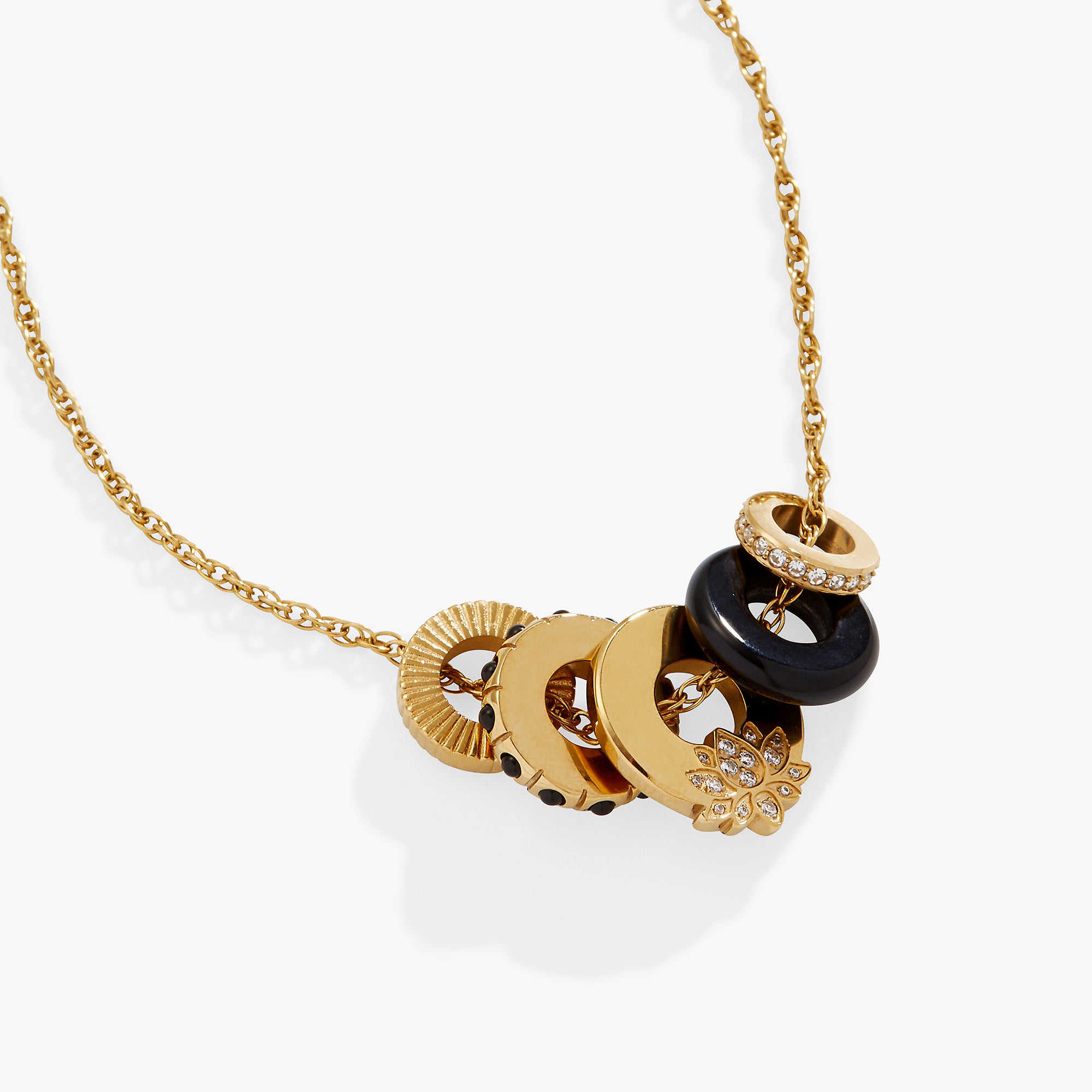 Black Onyx Lotus Charm Necklace - Elegant Spiritual Jewelry for Meditation & Yoga - Perfect Gift for Women