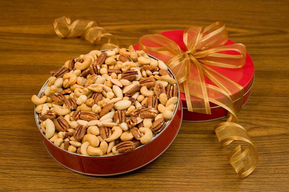 Premium 32oz Mixed Nuts Gift Tin - Unsalted, No Salt Added - Perfect for Holiday Gifts, Office Snacks & Healthy Nutrition