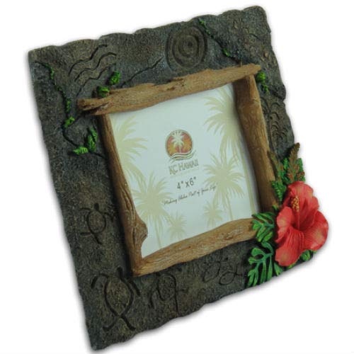 KC Hawaii Petroglyphs 4x6 Inch Horizontal Picture Frame - Perfect for Displaying Vacation Photos, Hawaiian Decor, and Wall Art