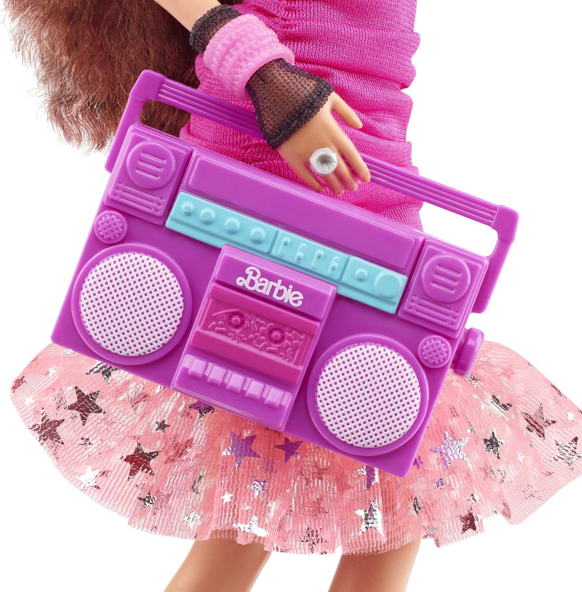 Barbie Rewind 80s Edition Doll - 11.5-inch Brunette Doll with Neon Jacket, Skirt & Accessories | 1980s Nostalgic Collectible with Cassette Tape Stand | Perfect Gift for Barbie Collectors & 80s Theme Parties
