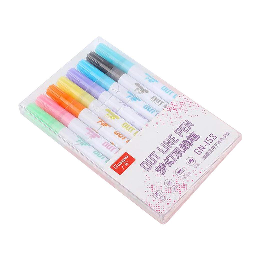 5ml Metal Glitter Pen Set - 8 Fluorescent Color Line Markers with Shade for Office, School & Baby Stationery (Multicolor, One Size) - Perfect for Note Taking, Journaling & Art Projects