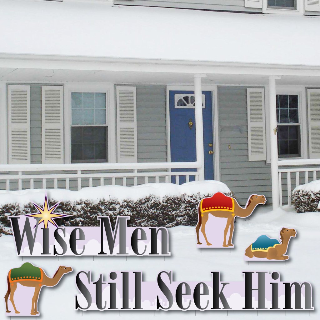 Wise Men Still Seek Him Christmas Yard Sign - Religious Outdoor Lawn Decor with 20 Stakes for Holiday Display - Perfect for Front Yard, Garden, Church & Nativity Scene Decorations