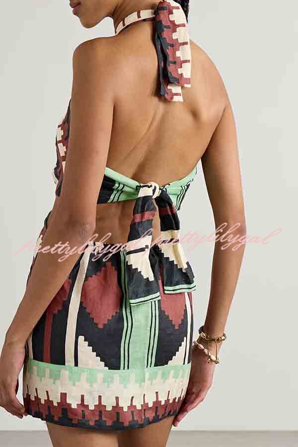 Stylish Floral Print Sexy Halter Backless Mini Dress for Women | Summer Beach Party, Vacation, Club Wear