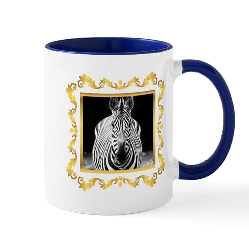 White/Navy Inside - Zebra Framed Mugs