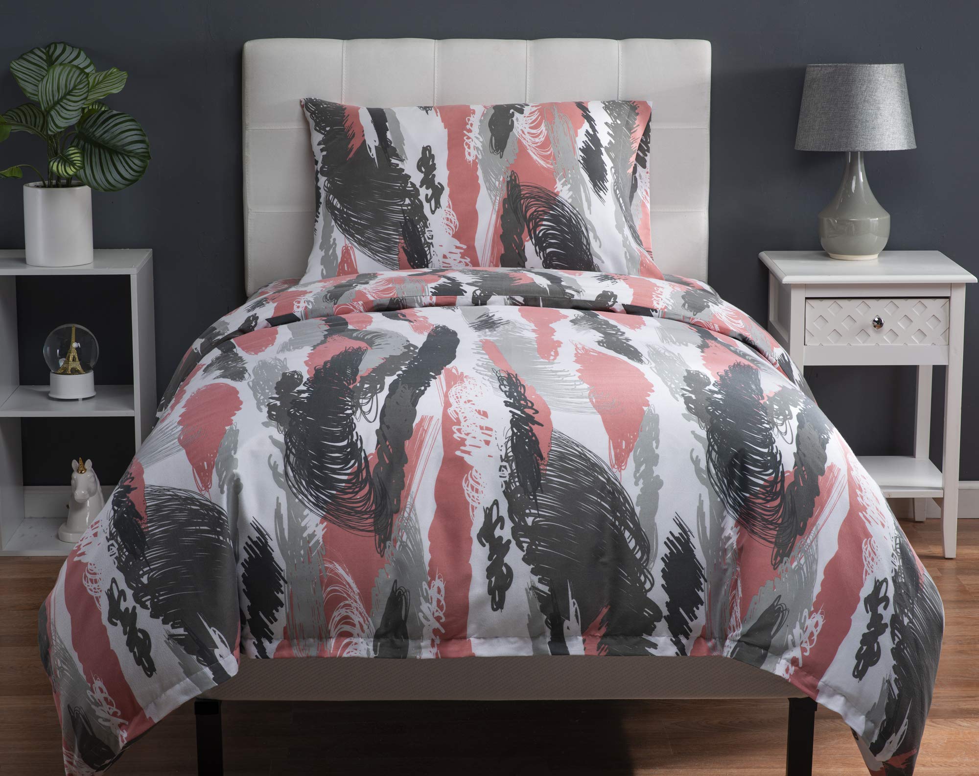 XLNT Twin Size 3-Piece Bedding Set - Soft Cotton Blend Duvet Cover, Bed Sheet & Pillowcase | Machine Washable | Feather Fusion Carissma Design | Perfect for Guest Rooms, Dorms & Cozy Bedrooms