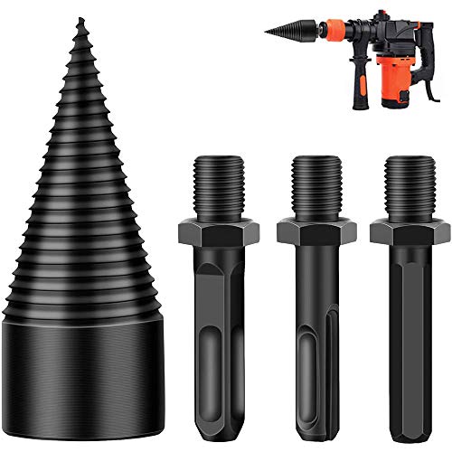**Heavy Duty Splitting Wood Cone Drill Bit Set (32mm/42mm) - Log Splitter Screw Cone for Firewood Kindling - Compatible with Household Electric Drills - Perfect for Camping, Fireplaces & Outdoor Wood Splitting**