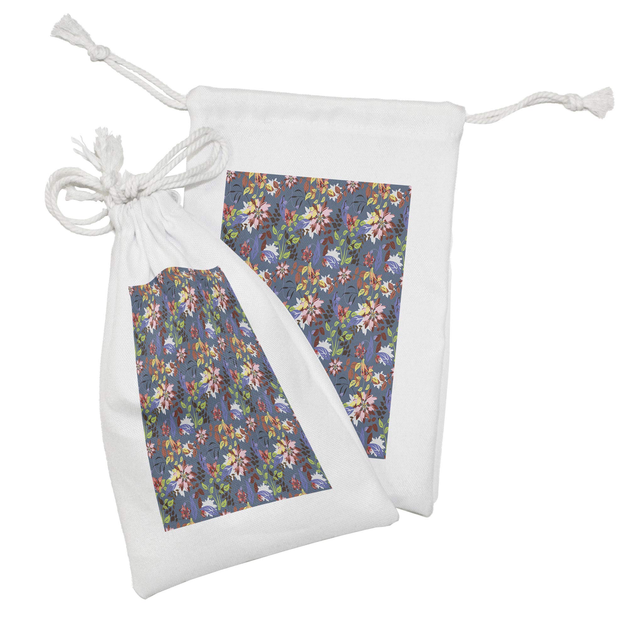 Ambesonne 2-Pack Floral Drawstring Pouches - 9