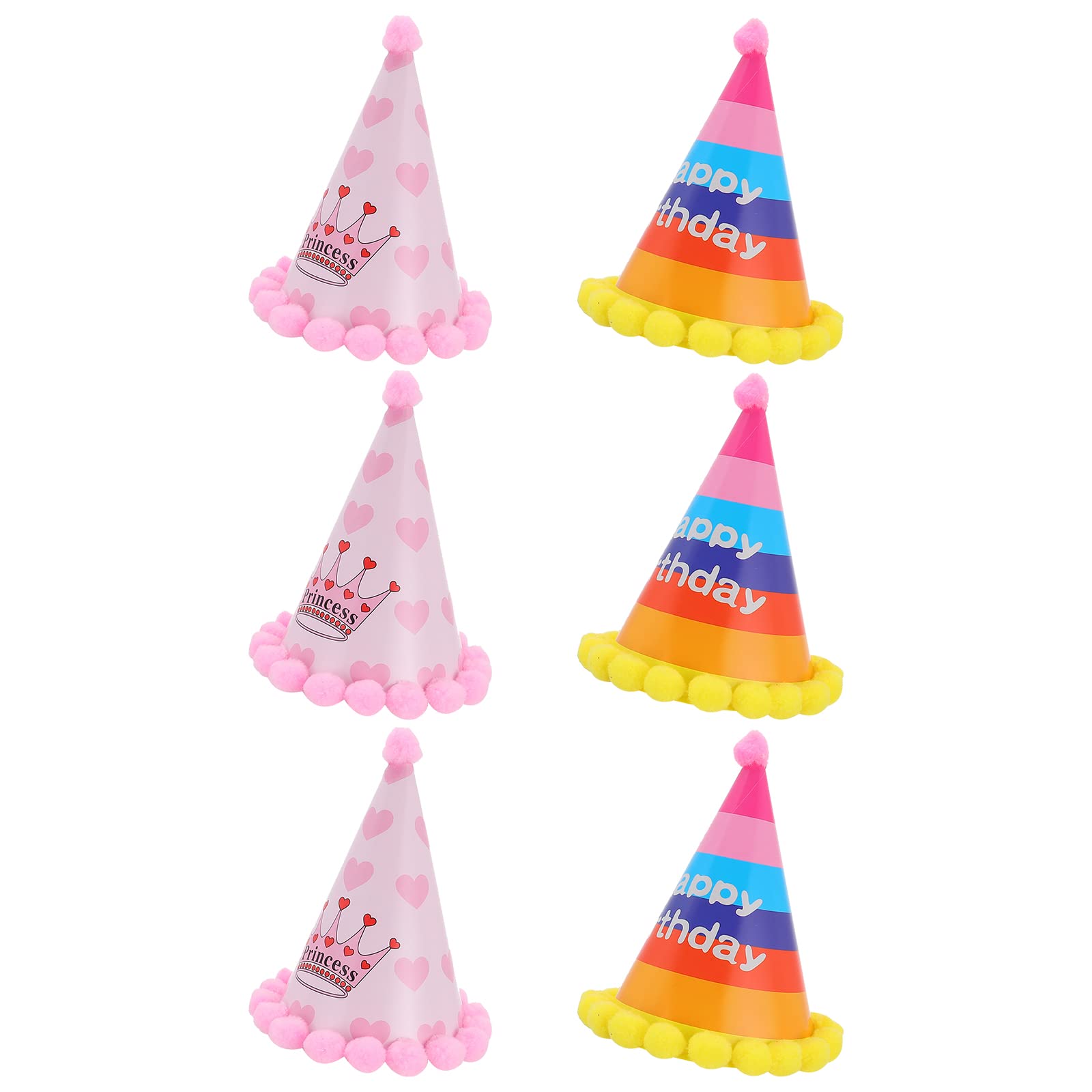 VALICLUD 6 Pack Colorful Birthday Party Hats - Fun Paper Cone Hats for Adults & Kids - Perfect for Birthday Celebrations, New Year Parties, and Festive Events
