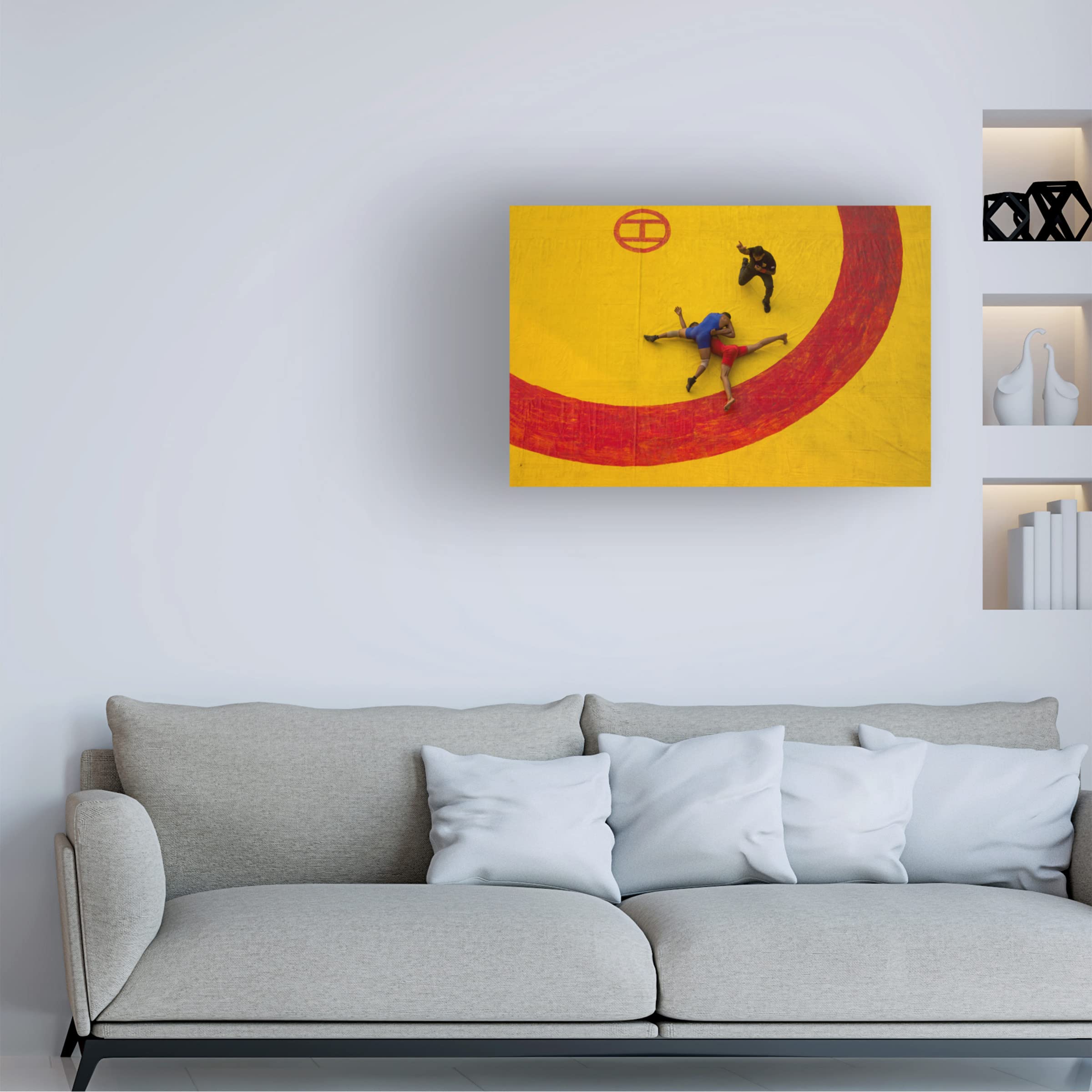 Trademark Fine Art 'Dangal' Canvas Wall Art by Suvajit Mukherjee - Indian Folk Painting for Living Room & Bedroom Decor