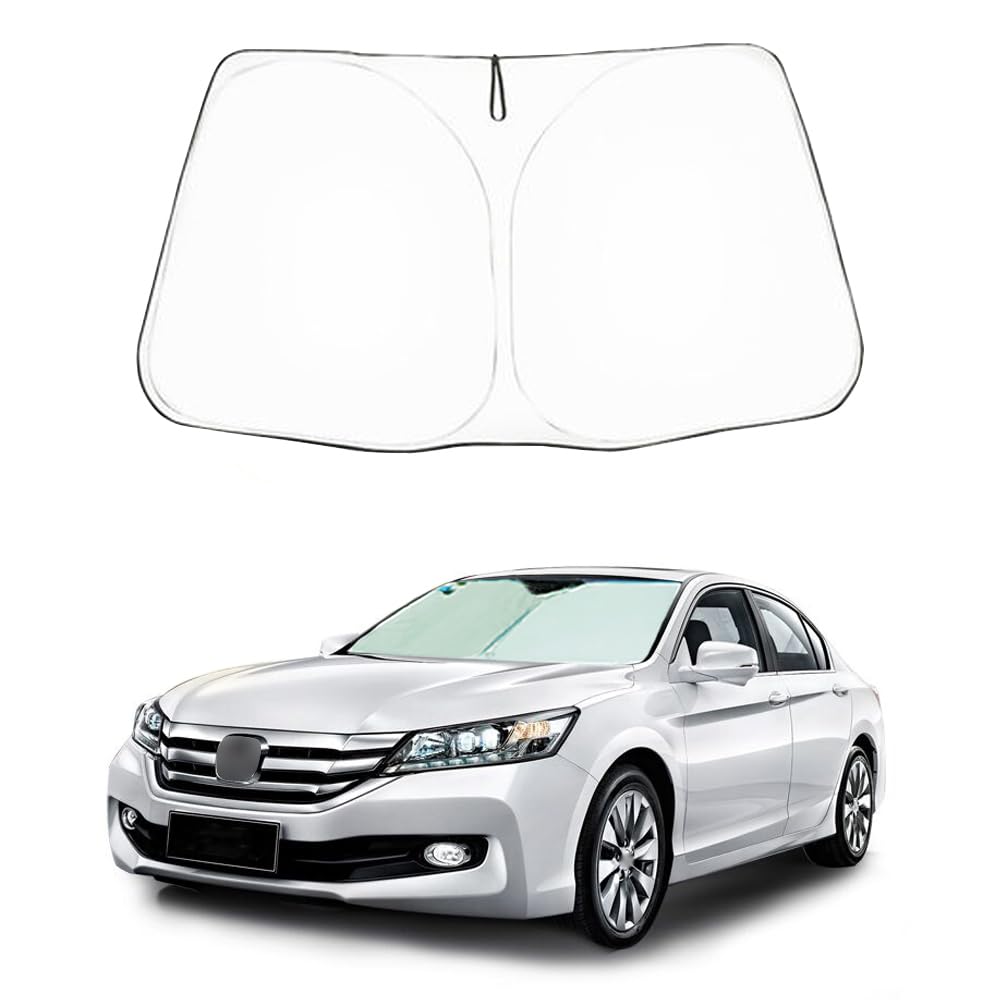 Custom Fit 2014-2017 Honda Accord Foldable Windshield Sun Shade - UV Protection Car Sun Visor, Heat & Glare Reducer for Cooler Interior (Silver) | Perfect for Summer Parking & Road Trips