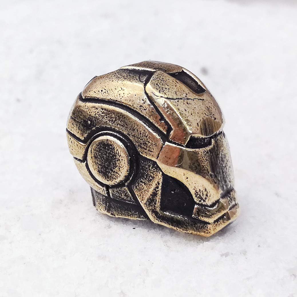 Iron Man Helmet Paracord Bead - Metal Hand-Cast EDC Pendant for Knives & Lanyards - Outdoor Survival Gear