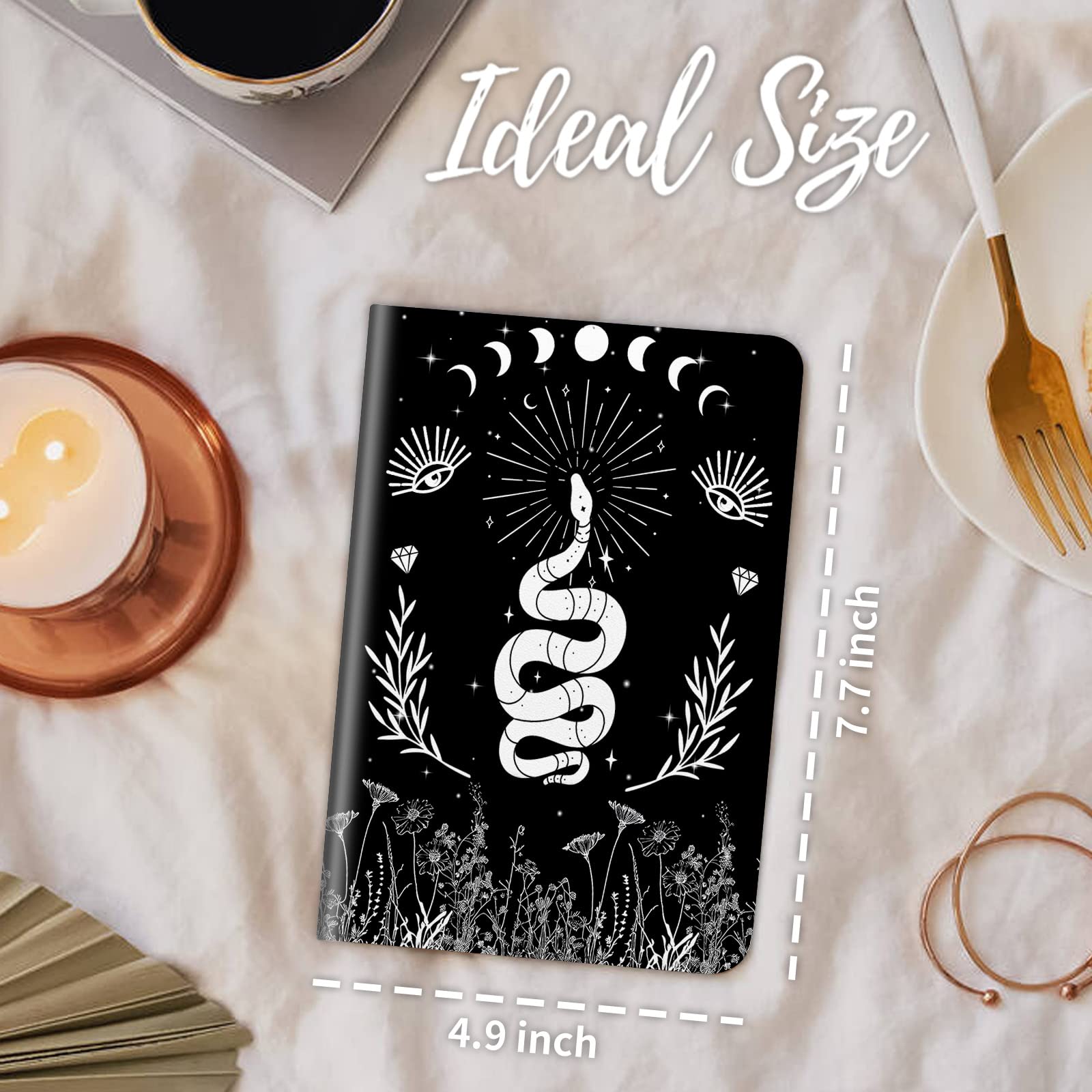 Leather Waiter Book Server Wallet with Zipper Pocket - Cute Waitress Organizer with Money Pocket, Fits Server Apron - Aesthetic Snake Moon Phase Design for Restaurant, Cafe & Bar Servers