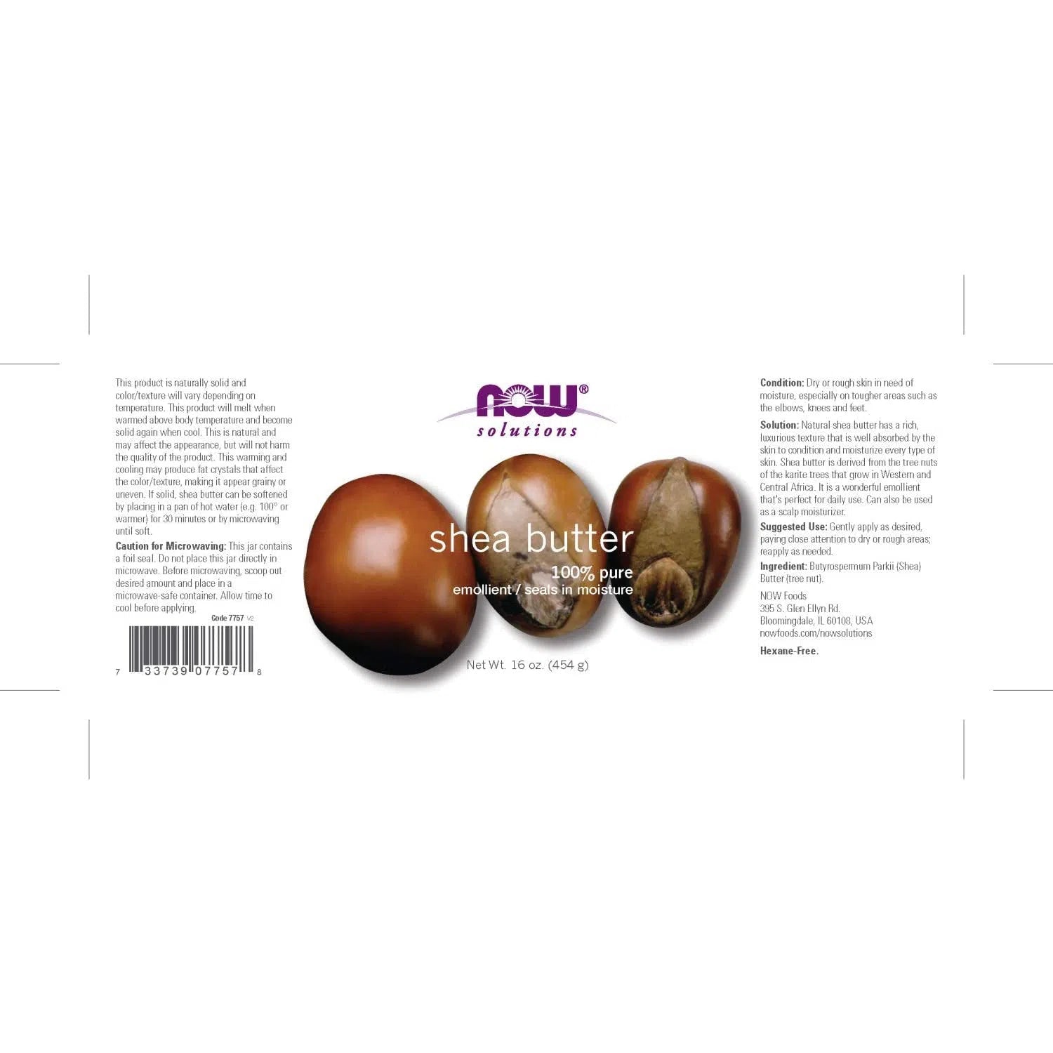 NOW Solutions Pure Shea Butter - 100% Natural Moisturizer for Dry Skin, Hair & Body - Perfect for DIY Skincare, Massage & Lip Care