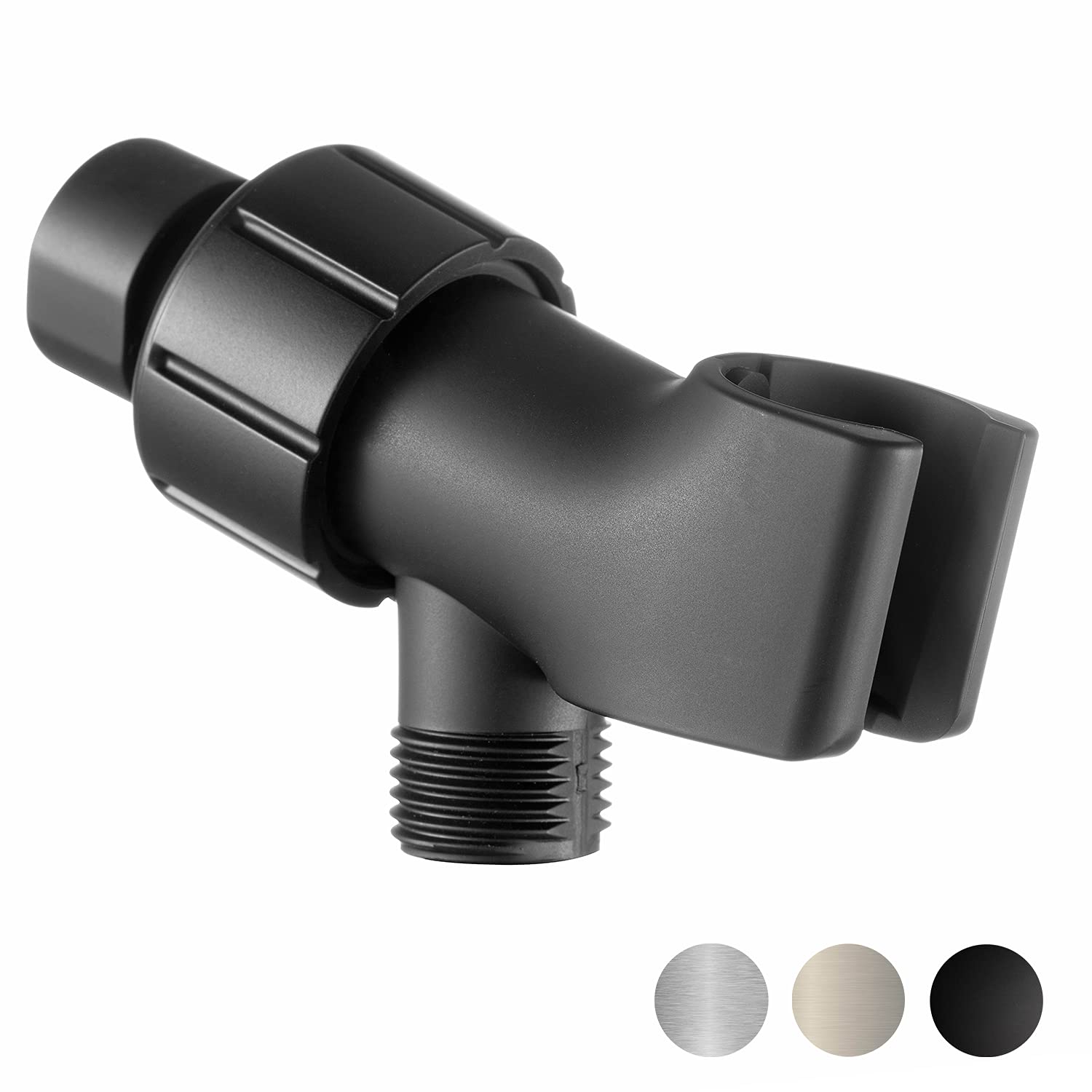 Universal Shower Holder with Brass Swivel - Adjustable Handheld Shower Head Mount, Shower Arm Bracket & Pipe Connector for Bathroom, Spa & RV Use
