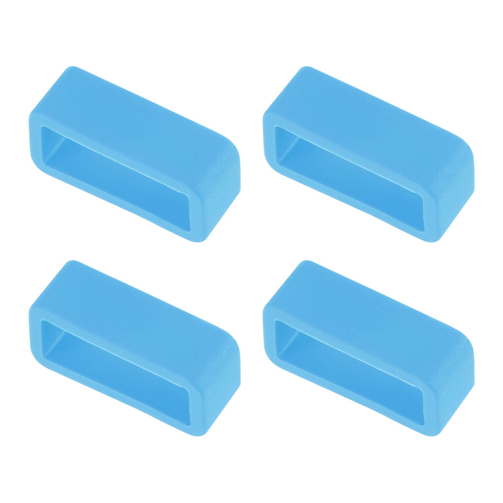 uxcell 16mm Light Blue Silicone Watch Band Strap Loops - 4 Pcs Rubber Replacement Fastener Rings Holder Keeper for Sports, Casual & Dress Watches