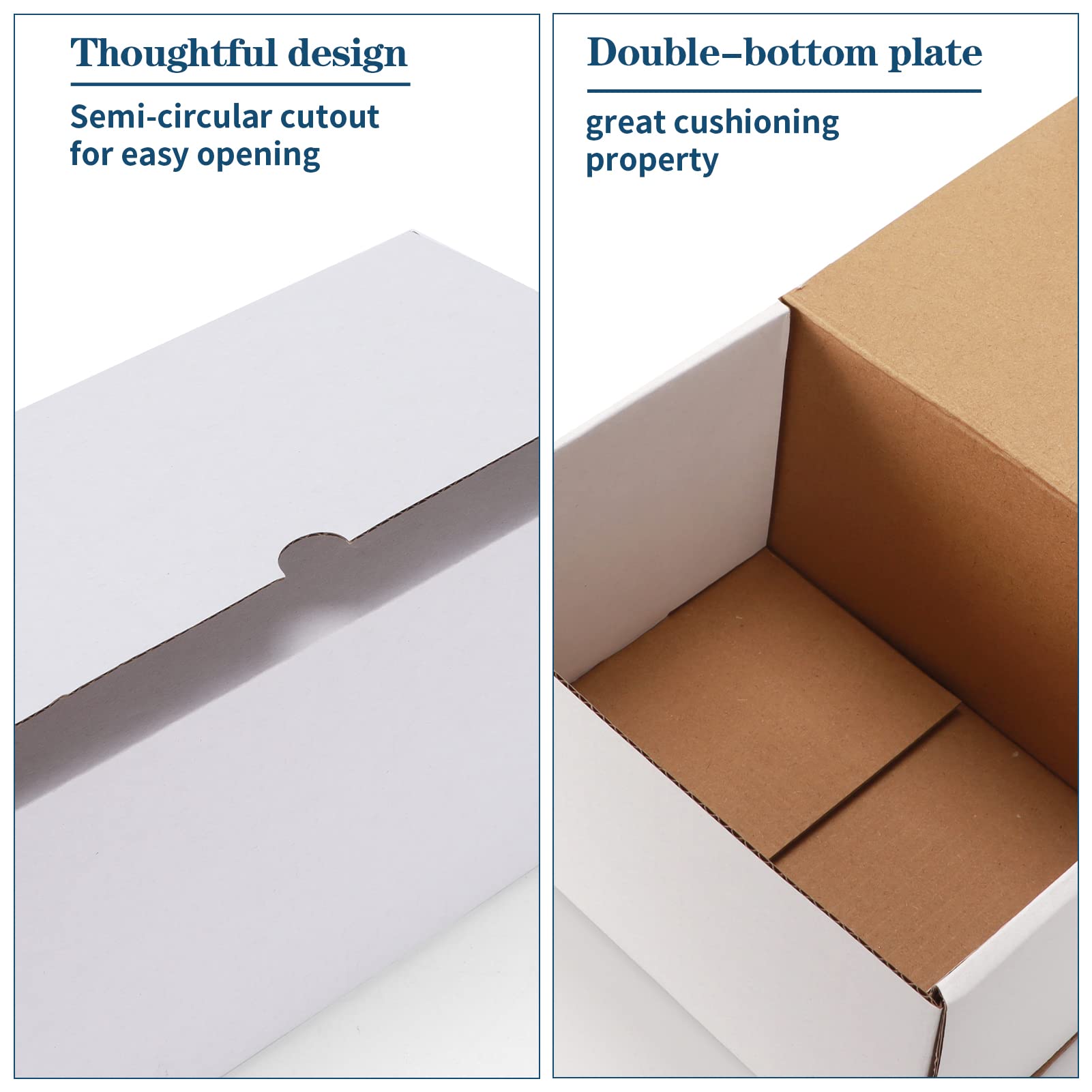 ZBEIVAN 10x7x5 White Shipping Boxes (20-Pack) - Corrugated Mailers for Small Business & Gifts