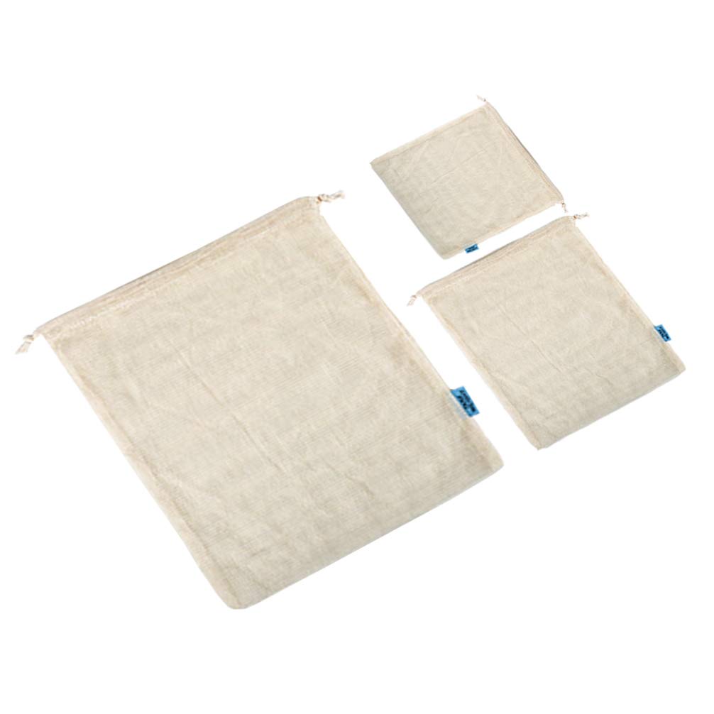 **Cabilock 3-Pack Reusable Cotton Mesh Produce Bags with Drawstring - Eco-Friendly Shopping Tote for Fruits, Vegetables & Groceries - Perfect for Farmers Market, Grocery Store & Zero-Waste Lifestyle**