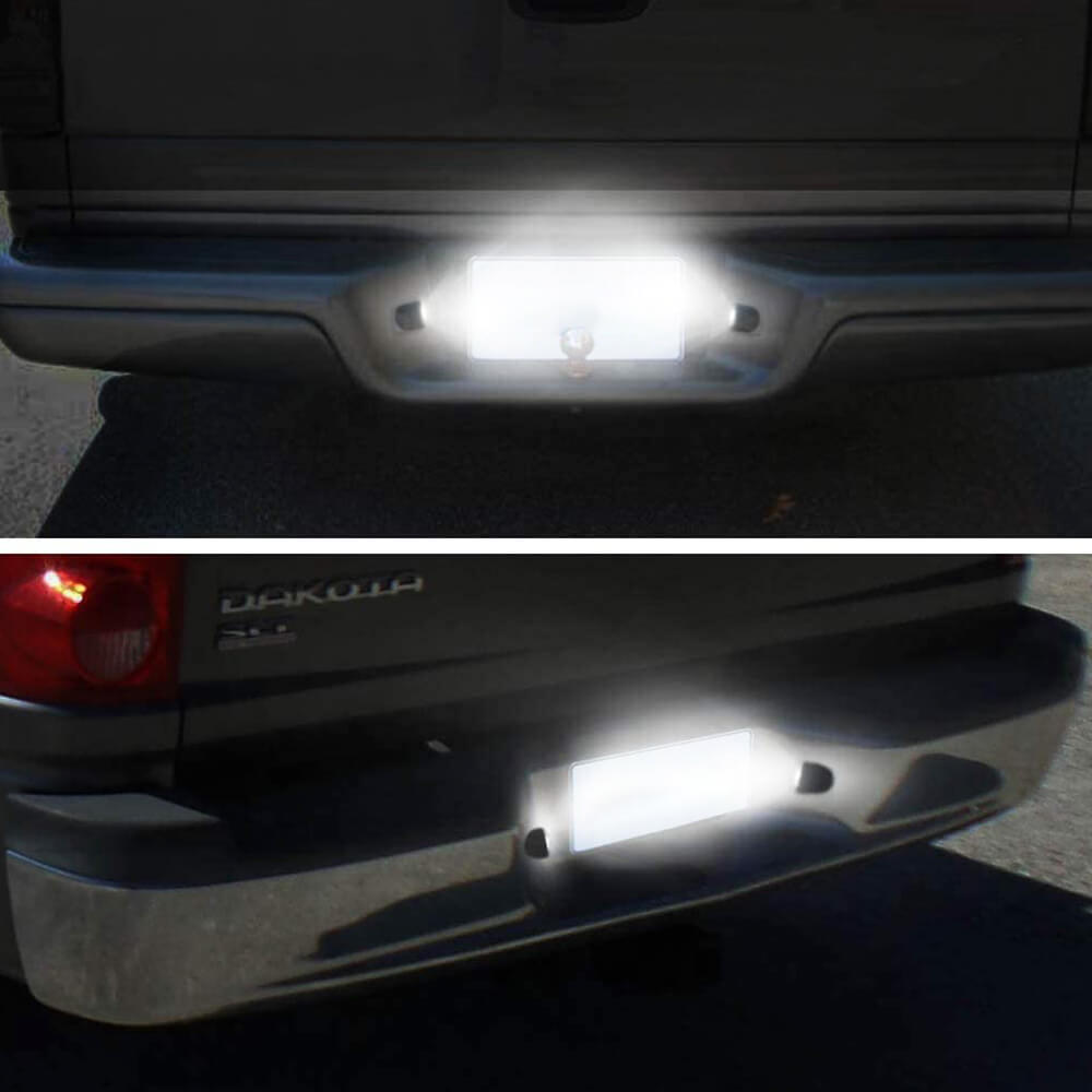 LED License Plate Lights Tag Light Lamp Assembly for 1997-2011 Dodge Ram Dakota & 2006-2009 Mitsubishi Raider - 6000K White Xenon Brightness - Perfect for Night Driving & Enhanced Vehicle Appearance