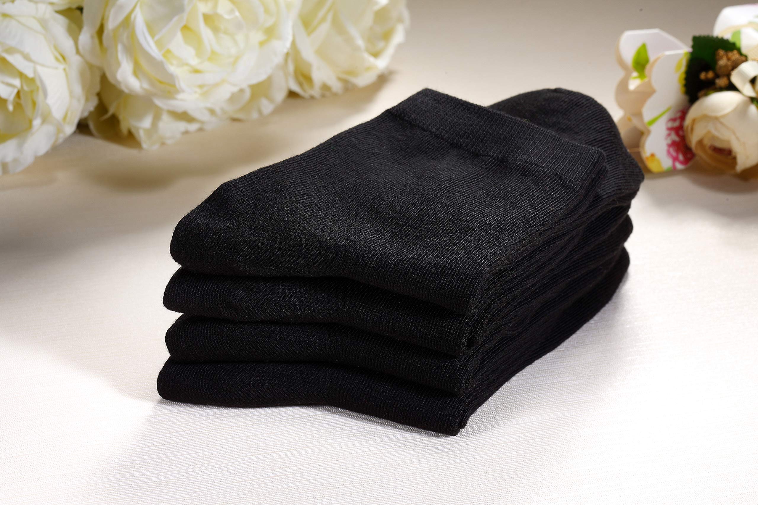 Women's Cotton Stretchy Quarter Socks - Soft Breathable Thin Ankle Socks 4-Pack (Size 7-11, Black) - Perfect for Workout, Yoga & Everyday Comfort