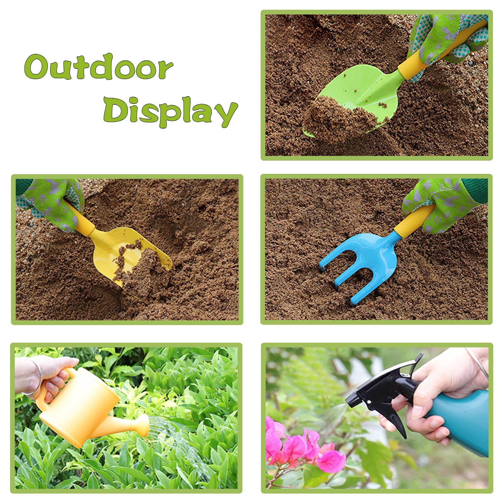Herego 13-Piece Kids Gardening Tool Set - Shovel, Rake, Fork, Trowel, Apron, Gloves, Watering Can & Tote Bag | Durable Outdoor Toys for Toddlers & Children | Perfect for Gardening, Beach Play & Outdoor Learning Activities