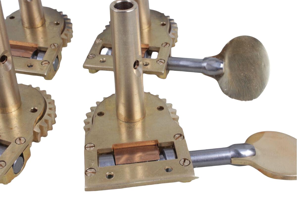 3/4 Upright Double Bass Pegs Set - Brass String Winder & Tuner for Bass Violin - 4-String Round Handle Large Wheel Machine Head - Perfect for Orchestra, Jazz Performances & Music Practice