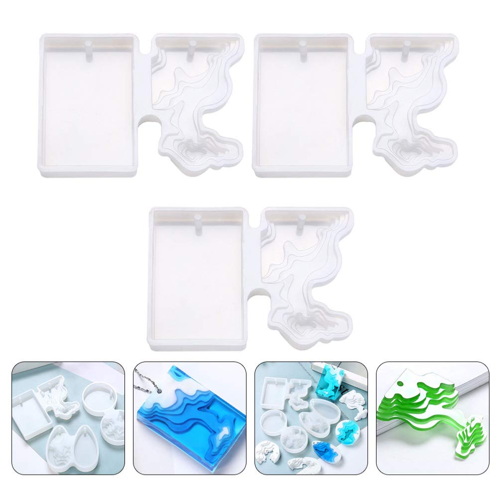 EXCEART 3-Piece Island Pendant Silicone Mold Set for Resin Jewelry Making - DIY Ocean Wave, Beach Theme Charms & Pendants - Perfect for Necklaces, Keychains & Craft Projects