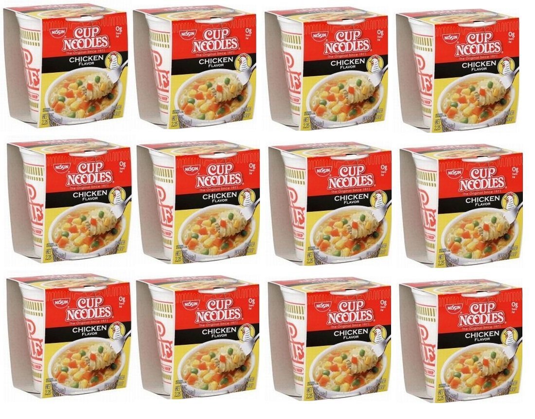 Nissin Cup Noodles Ramen Soup - Beef Flavor, 2.25oz (12 Pack) | Instant Japanese Noodles for Quick Meals, Office Lunch & Emergency Food Supply