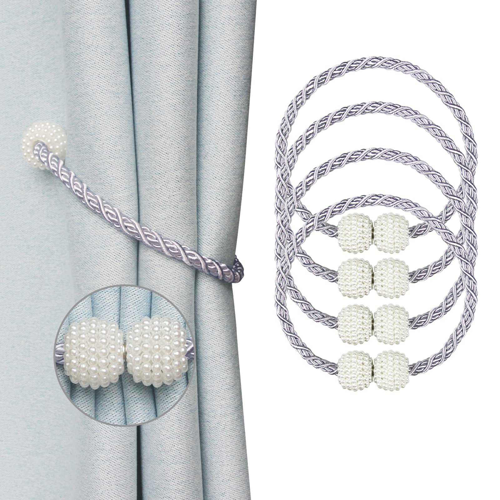 Magnetic Curtain Tiebacks - Convenient Drape Holdbacks for Windows, Weave Rope Design for Indoor & Outdoor Use - Perfect for Living Room, Bedroom, and Patio Decor