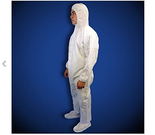 Premier Pro SMS Coveralls with Hood & Boots - White, Large (LG), 25/Case - Protective Workwear for Construction, Painting & Industrial Safety