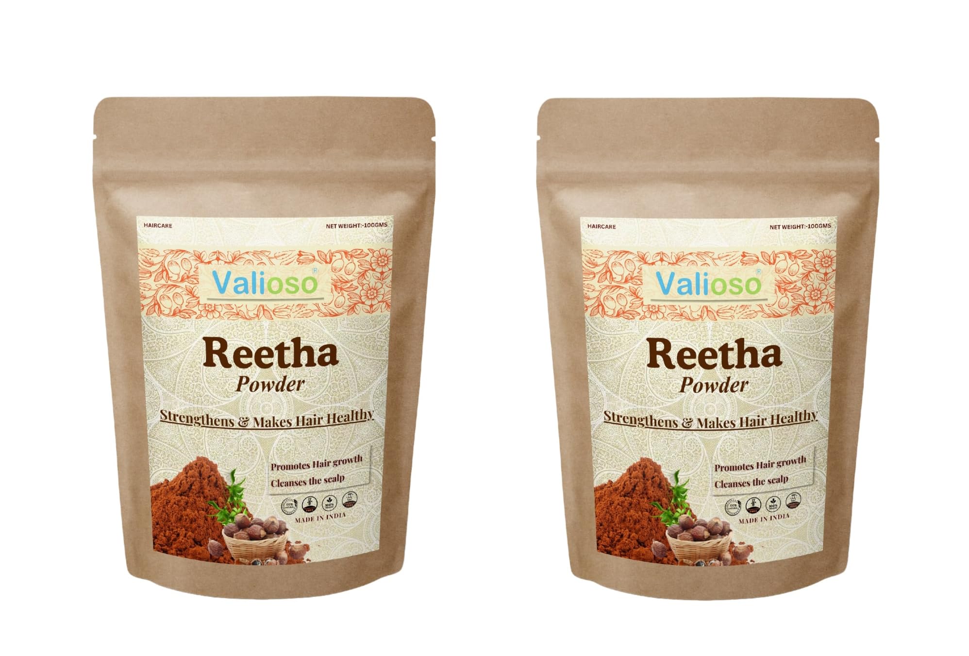 Valioso Reetha Powder for Hair Growth & Scalp Care - 200g Natural Ayurvedic Shikakai Alternative | Promotes Stronger, Longer Hair | Ideal for DIY Hair Masks & Herbal Shampoos