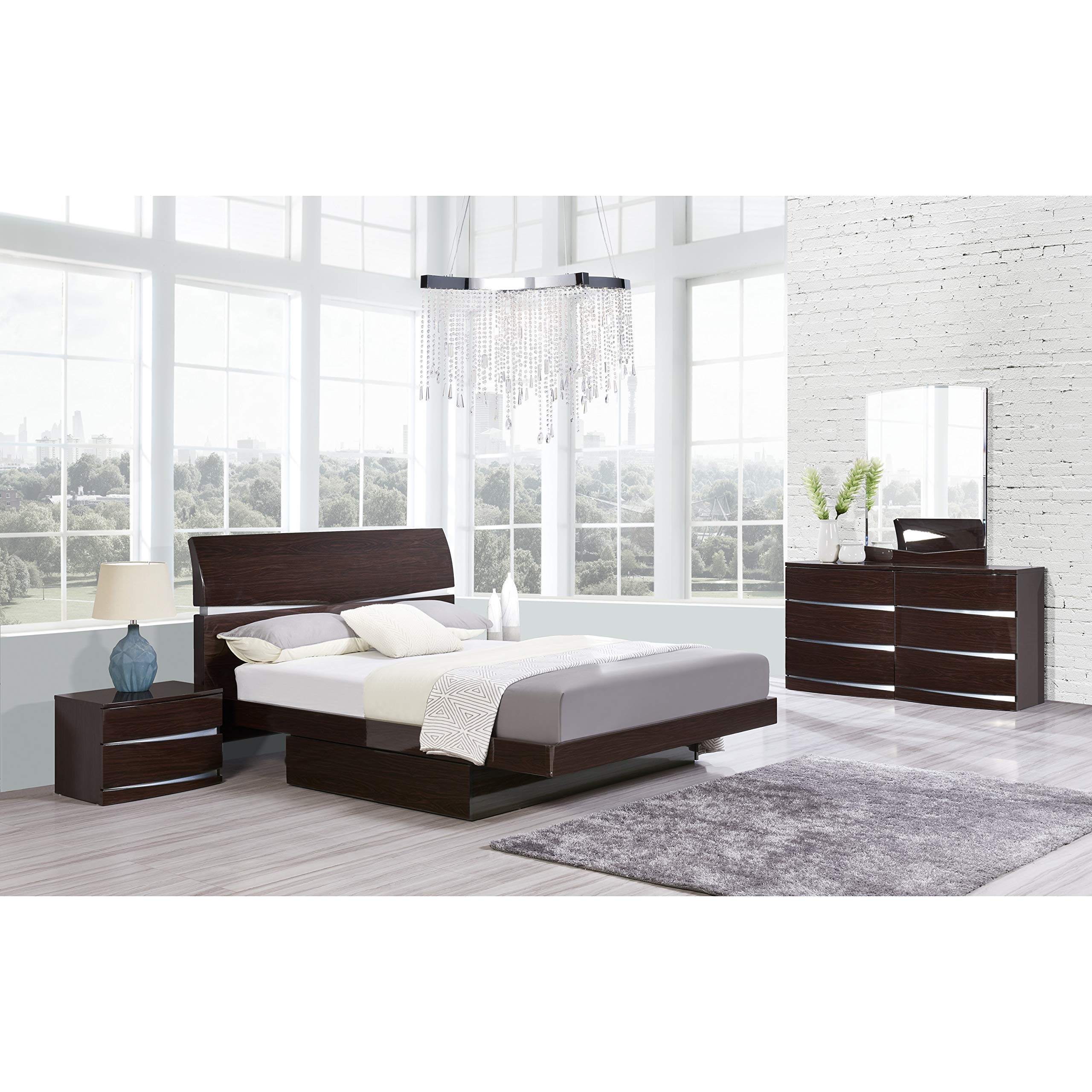 Global Furniture USA Wenge Aurora Nightstand - Modern Bedside Table with Storage Drawer for Bedroom, Living Room & Guest Room