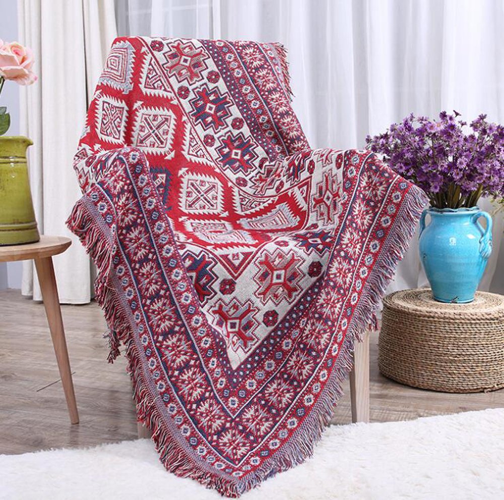 Mengersi 100% Cotton Throw Blanket - Ultra Soft Decorative Blanket for Bed, Couch & Chair - Large Size (50x60 Inches) - Perfect for Living Room, Bedroom & Home Decor