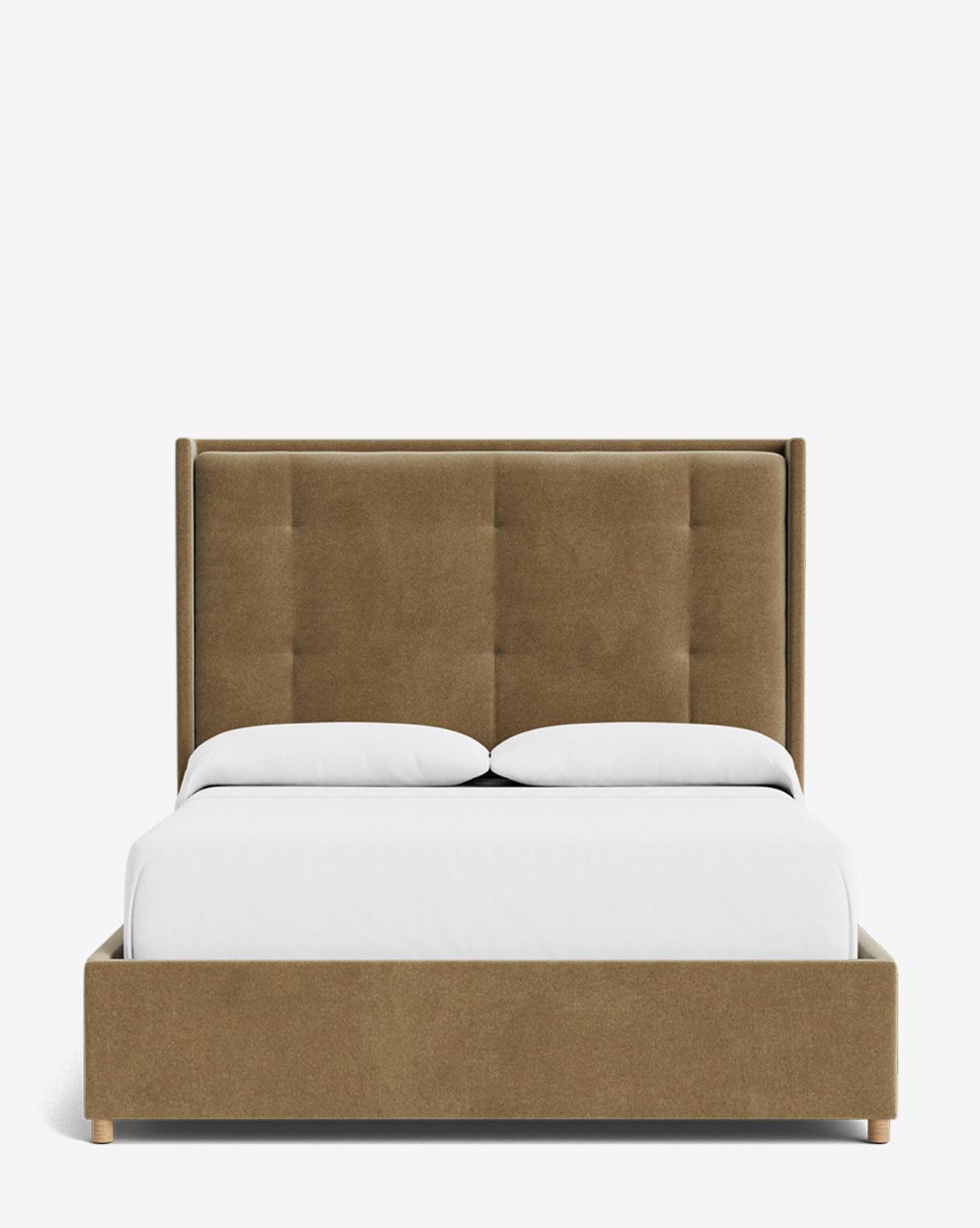 Luxury Ria Upholstered Bed Frame - Queen Size Platform Bed with Soft Fabric Headboard - Modern Bedroom Furniture for Master & Guest Rooms