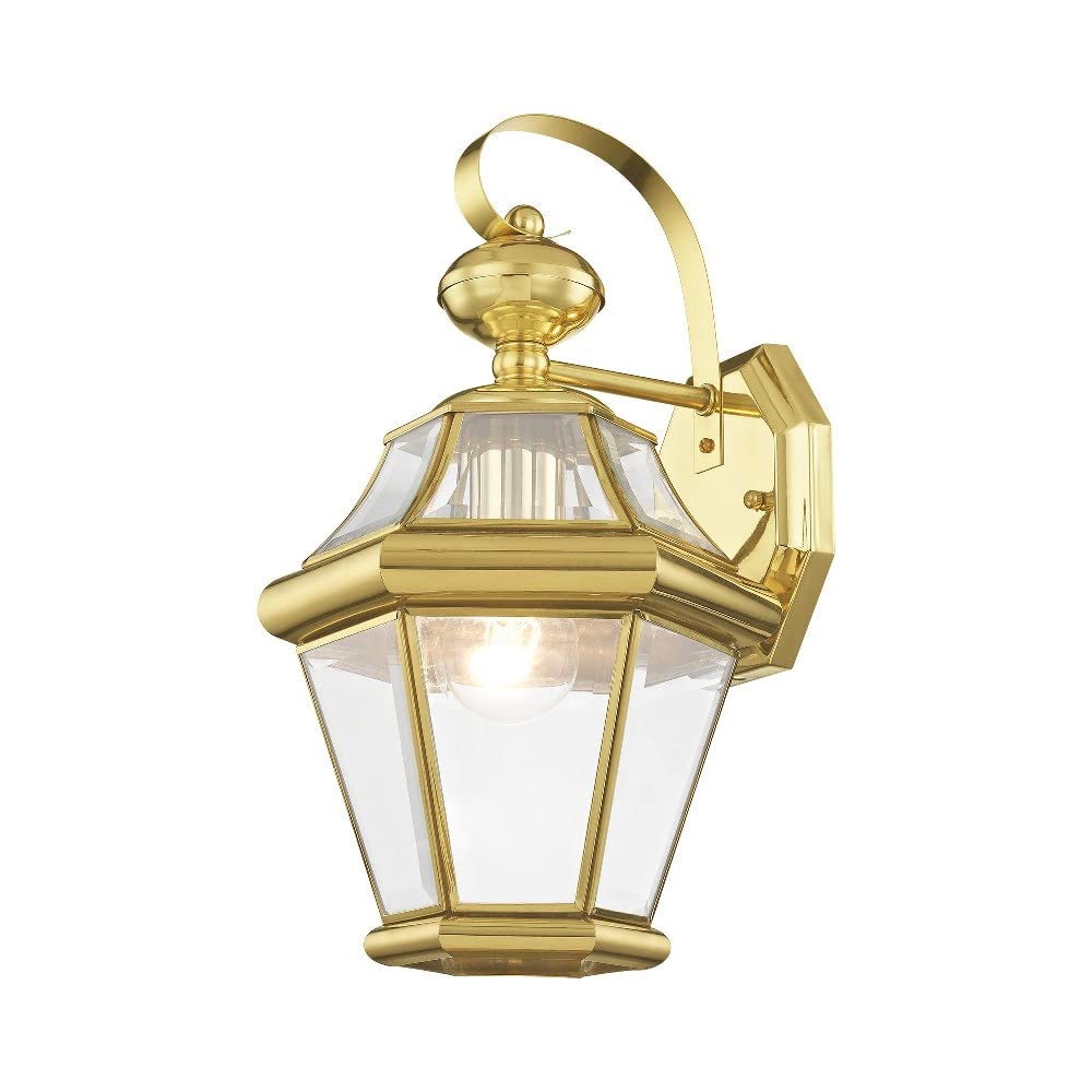Livex Lighting 2161-04 Black Outdoor Wall Lantern with Clear Beveled Glass Shades - Weatherproof Exterior Light for Porch, Patio, Garden & Entryway