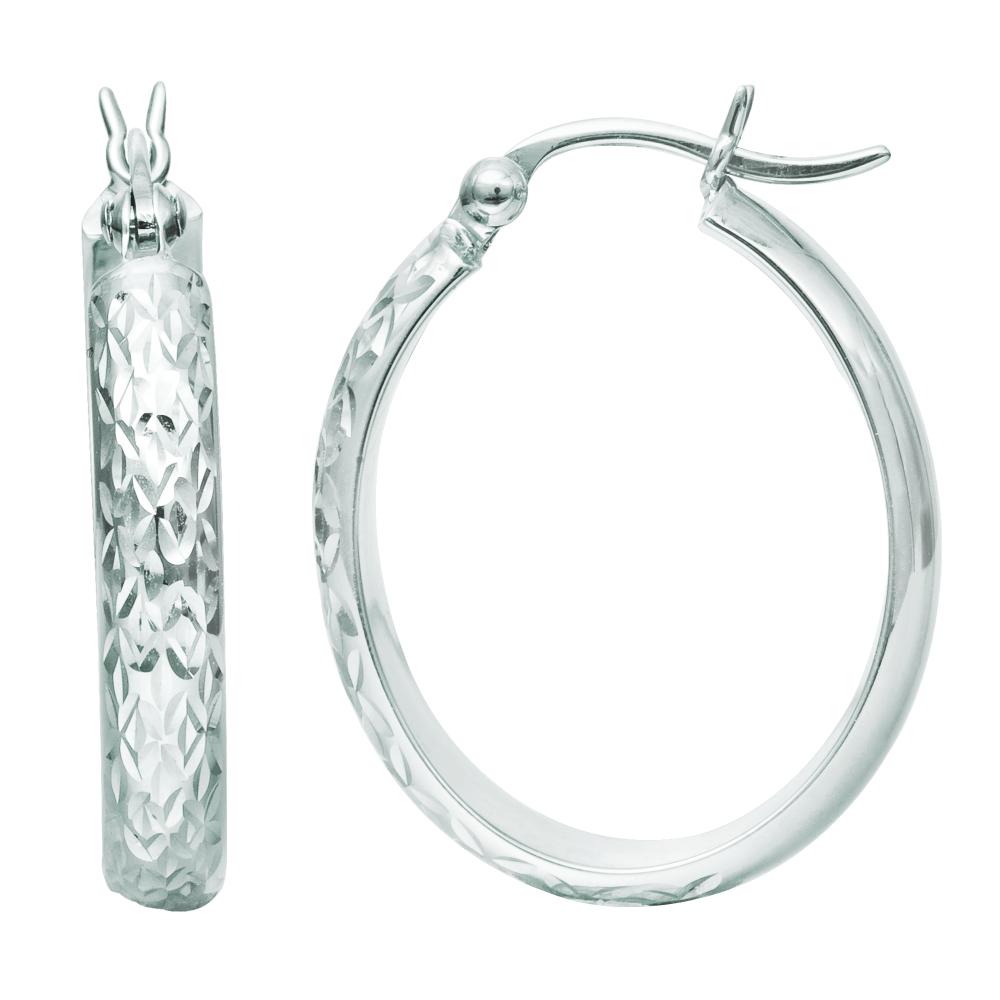 10K Gold Oval Diamond Cut Hoop Earrings for Women - Elegant Dangle Earrings for Everyday Wear & Special Occasions