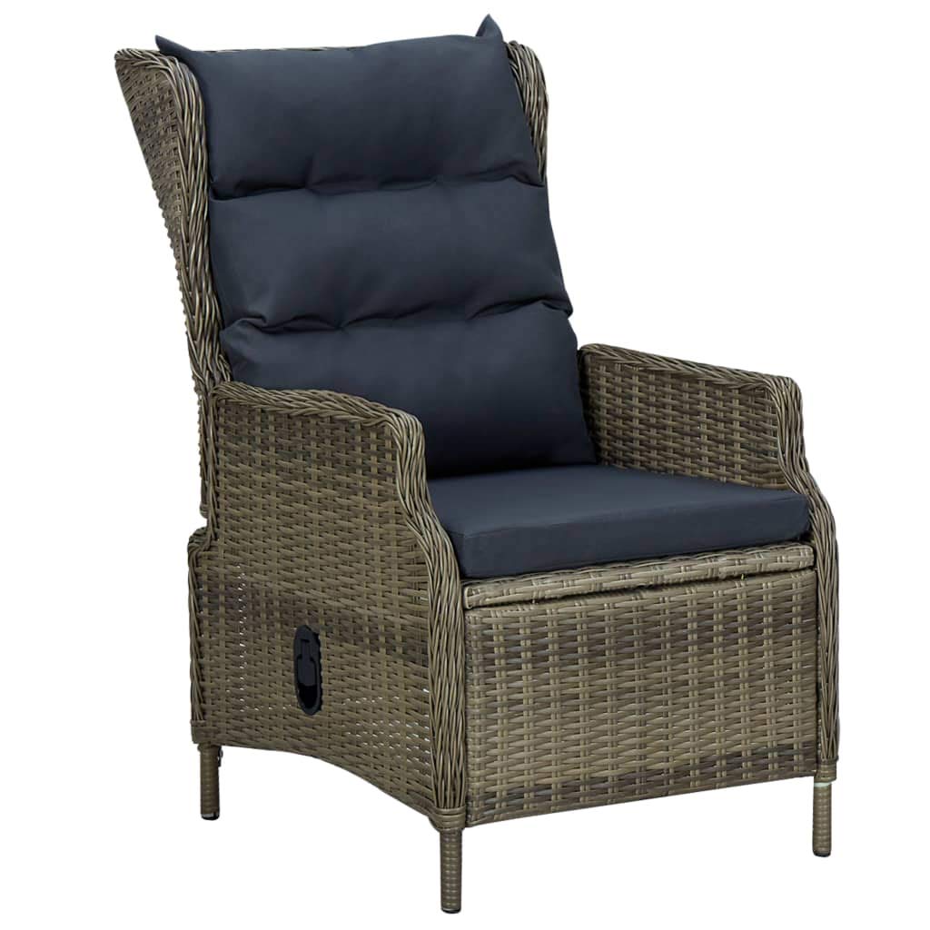 Brown Poly Rattan Patio Wicker Chair with Cushions - Outdoor Armrest Dining Chair for Garden, Balcony, Lawn & Indoor Use - Comfortable Reclining Garden Furniture for Relaxing, Entertaining & Lounging