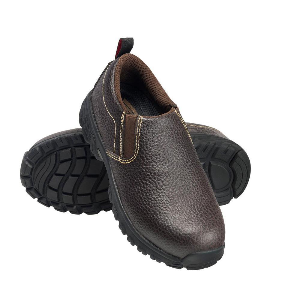 Flight Women's SD10 Alloy Toe Slip-On Work Shoes - Brown | Comfortable & Safety Certified for Construction, Warehouse & Industrial Work