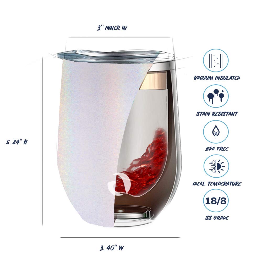 Drinco 12oz Stainless Steel Wine Tumbler - Double Walled Vacuum Insulated Stemless Cup with Lid for Hot & Cold Drinks | Perfect for Outdoor Picnics, Beach Parties & Home Entertaining | California Design