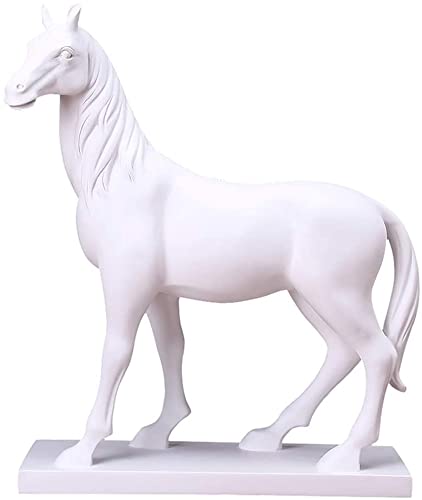 Amuktaa White Resin Horse Statue - Elegant Home & Garden Decor, Perfect for Office, Hotel, Living Room | Durable Indoor & Outdoor Decoration for Modern Spaces