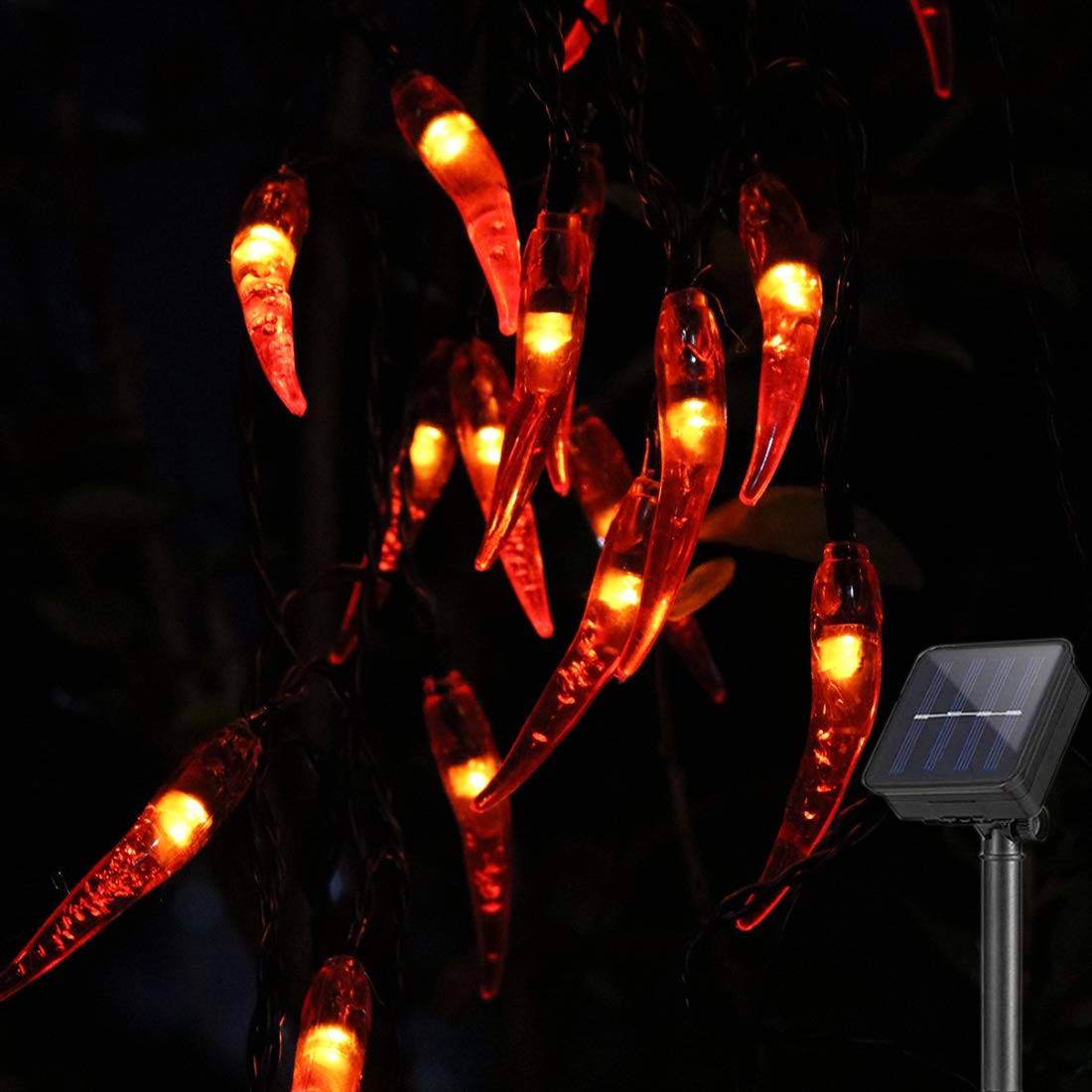 Solar Chili String Lights - 50 LED Red Chili Pepper Lights for Outdoor & Indoor Decor - Perfect for Garden, Patio, Party, Wedding, Christmas & Chinese New Year Decorations - Weatherproof Solar-Powered String Lights