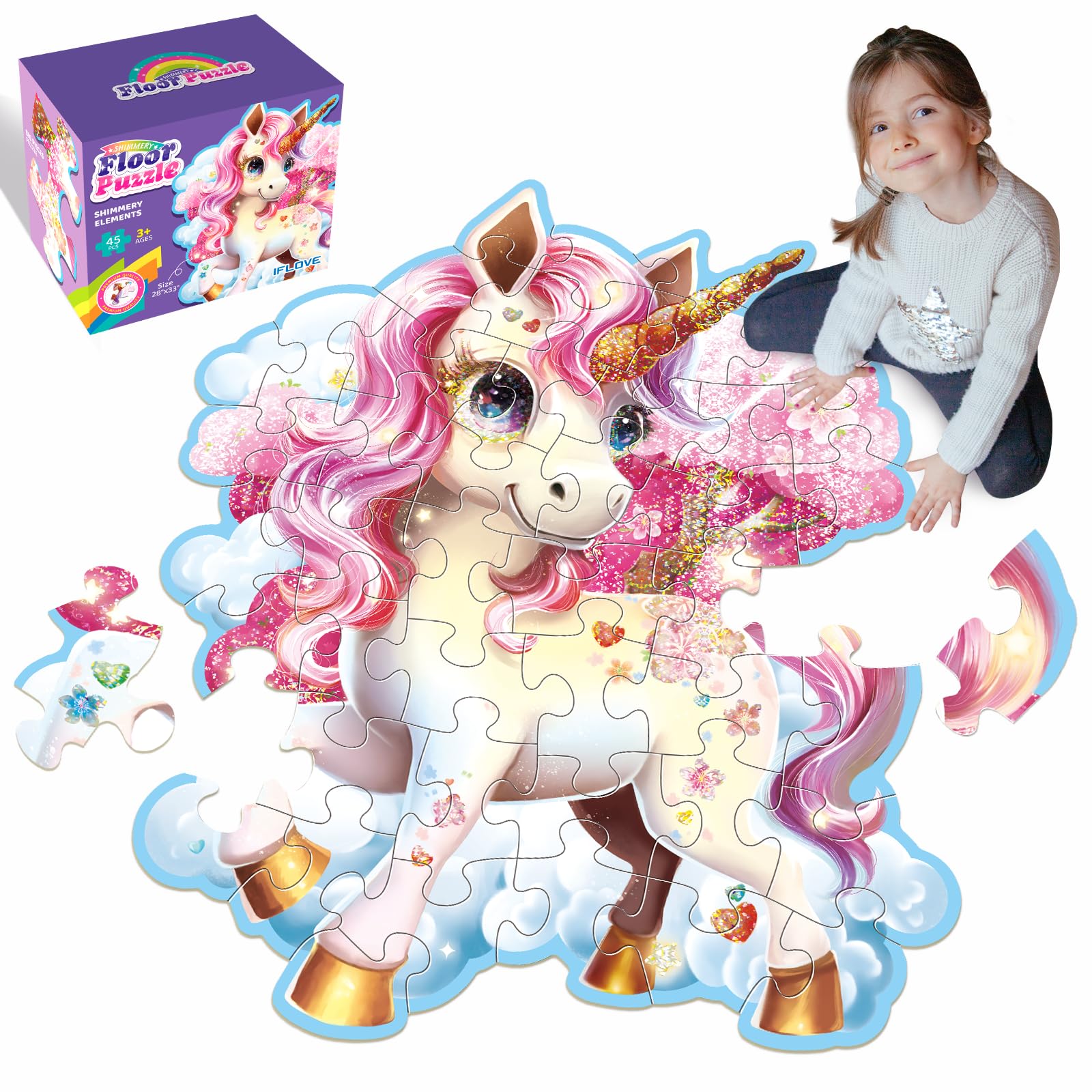 Unicorn Jigsaw Puzzle for Kids - 45-Piece Educational Toy for Ages 3-8 | Birthday Gift & Preschool Learning Activity