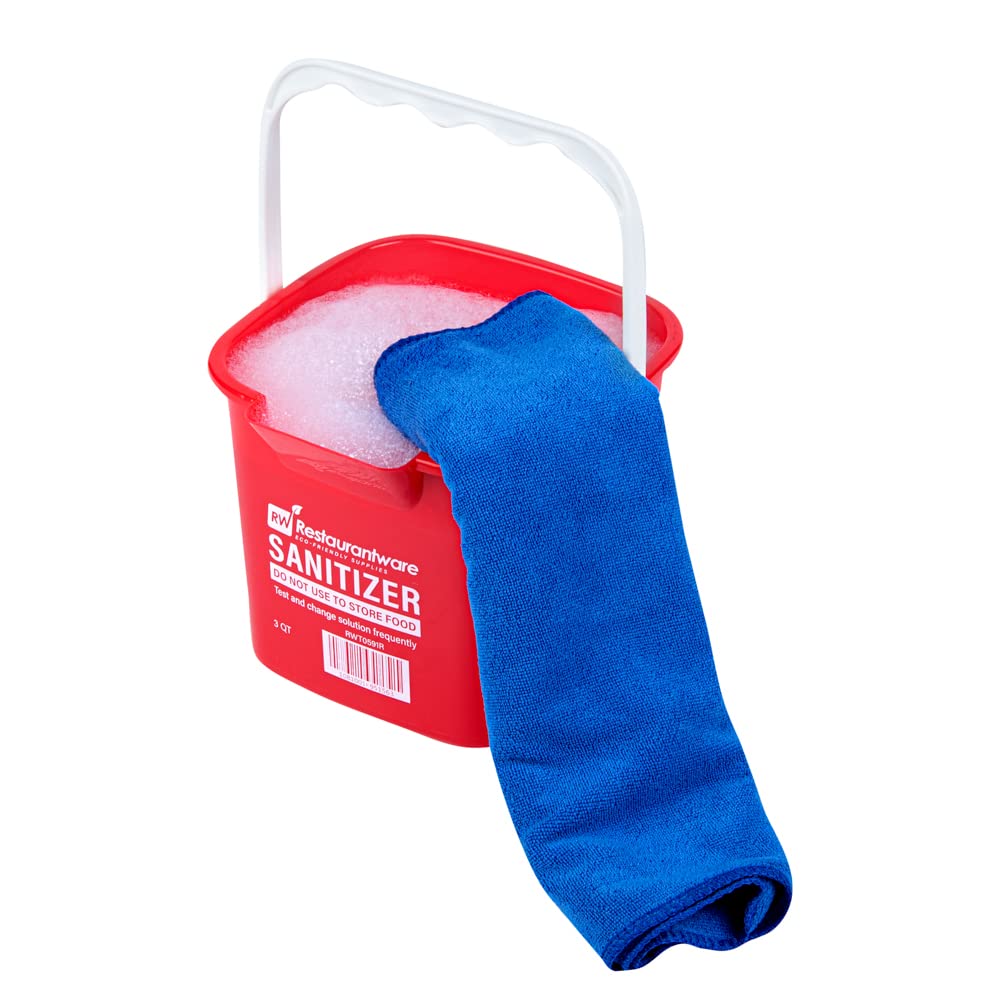 Restaurantware RW Clean 3 Quart Plastic Cleaning Buckets with Measurements - 10 Pack Square Detergent Buckets with Built-In Spout & Handle for Home, Commercial, or Restaurant Use - Ideal for Mopping, Car Washing, and Household Cleaning
