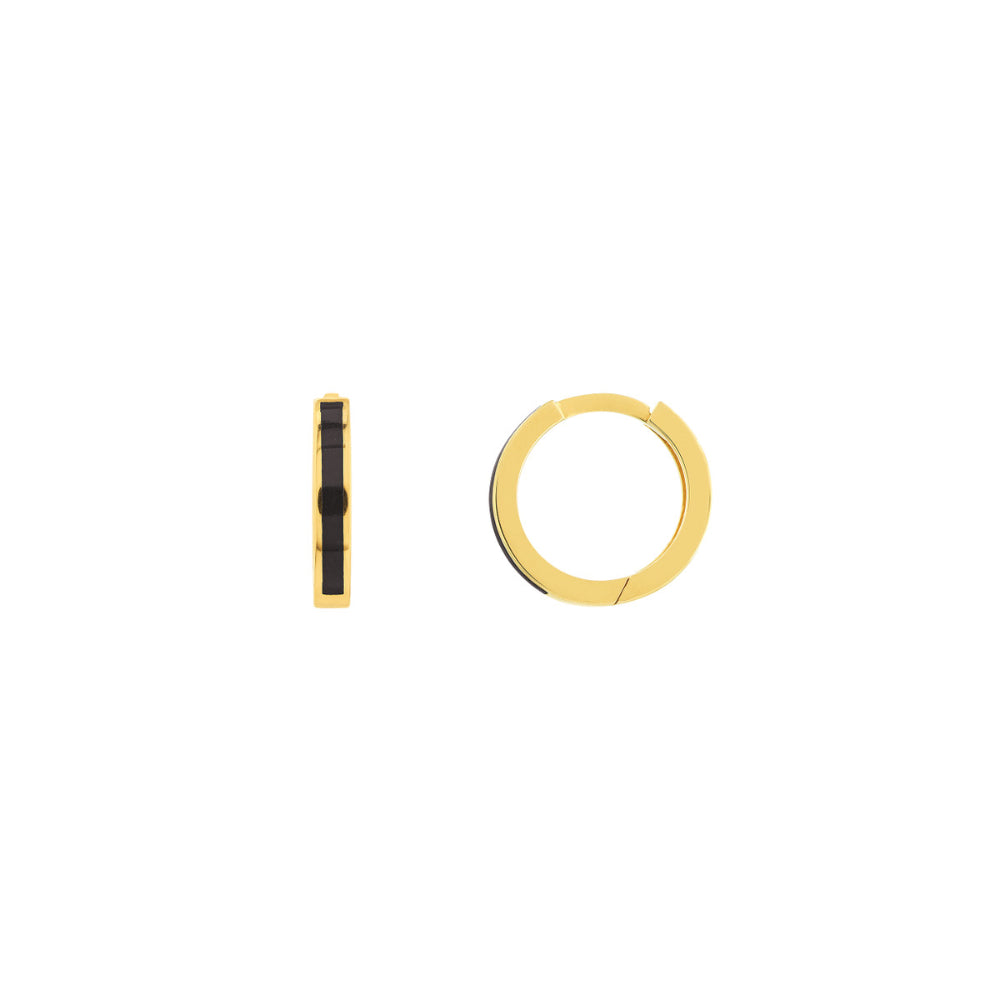 14K Gold Black Enamel Baby Hoop Earrings for Girls - Dainty Infant Stud Earrings for Newborns, Baptism, Christening & Special Occasions - Hypoallergenic Tiny Hoops for Sensitive Ears