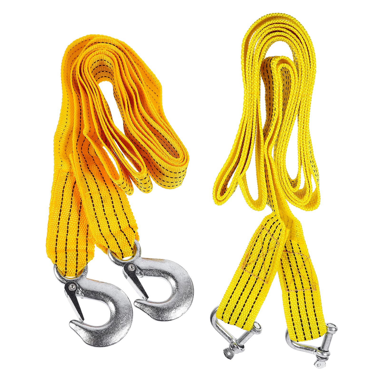 2-Pack Heavy Duty Nylon Tow Rope with Hooks - 20,000 lbs Capacity Emergency Recovery Strap for Cars, Trucks & Trailers - Perfect for Off-Roading, Towing & Vehicle Recovery Scenarios