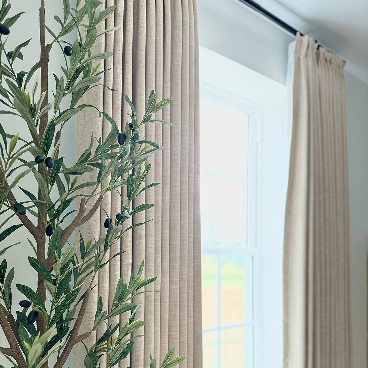 Pinch Pleated Blackout Curtains - 100% Linen Fabric for Modern Home Decor | Noise Reducing & Thermal Insulated Window Drapes for Bedroom & Living Room
