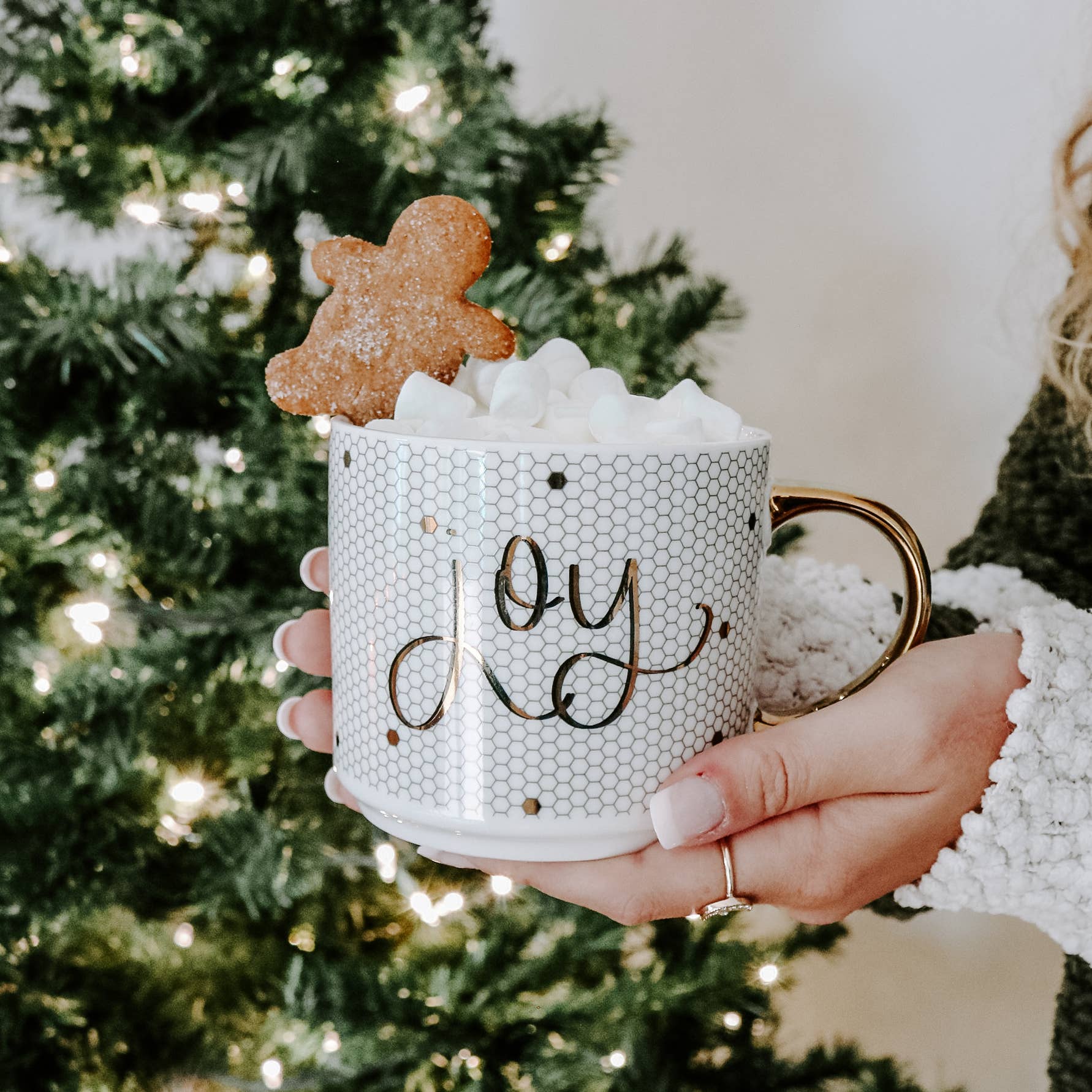 Joy Gold Tile Coffee Mug - Elegant Ceramic Coffee Cup with Handle for Home, Office & Gifts - Perfect for Morning Coffee, Tea & Hot Beverages